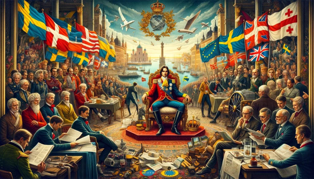 En bild som illustrerar de politiska konsekvenserna efter avsattningen av Gustav IV Adolf i Sverige med fokus pa den betydande forandringen i det pol