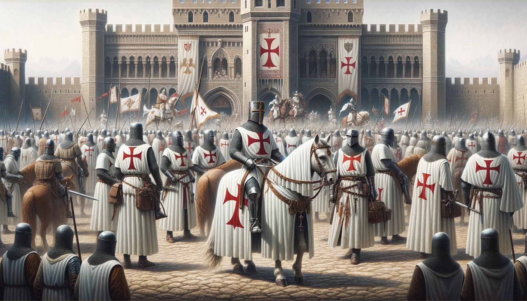 En bild på tempelriddare i Tempelherreorden