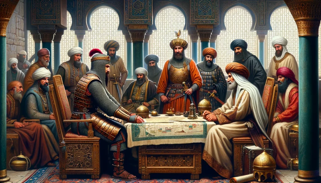 Det Sjätte korståget - förhandlingar mellan de 2 ledarna