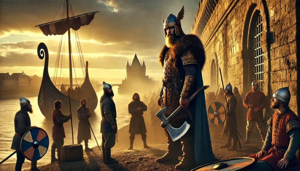 Rollo, även känd som Gengu-Hrólfr, var en vikingahövding som ledde räder mot Frankrike men senare accepterade en överenskommelse med den frankiske kungen Karl den Enfaldige år 911.