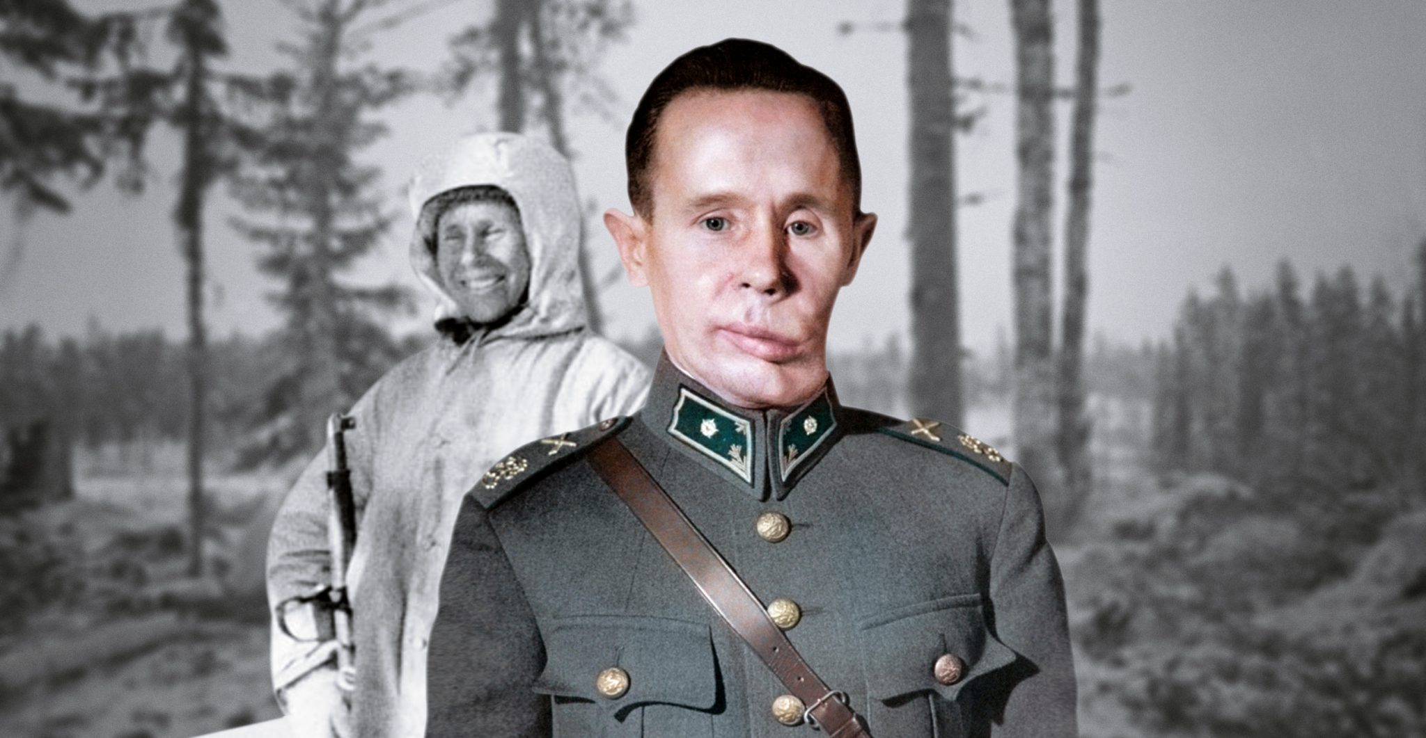 En bild på finska soldaten Simo Häyhä