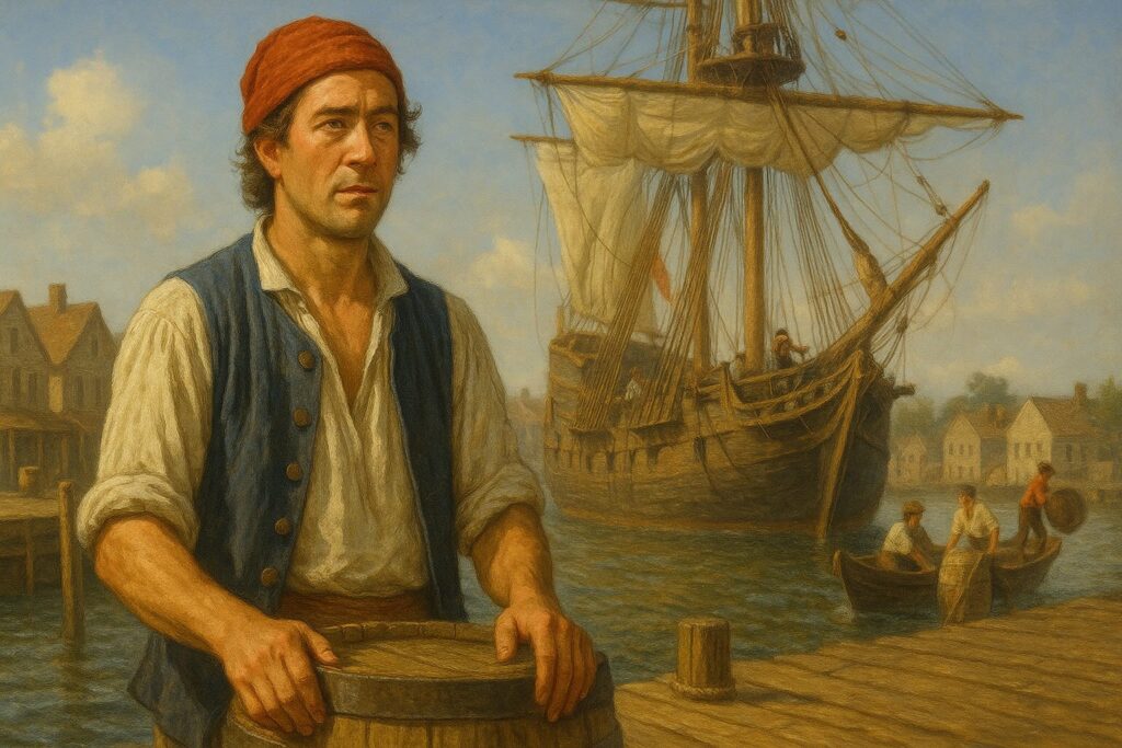 Sjoman vid hamnen pa 1700 talet