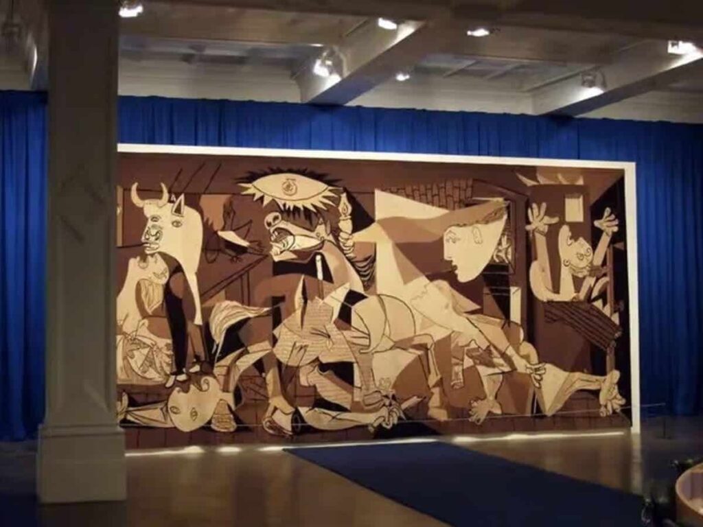 En av Pablo Picassos mest kända målningar, Guernica, skildrar en blodig episod under det spanska inbördeskriget.