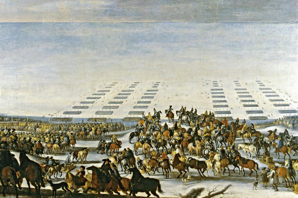 Tåget över Bält 1658 är kanske den mest spektakulära delen av Karl X Gustavs fälttåg. © Johann Philip Lemke/Hans Thorwid/Nationalmuseum