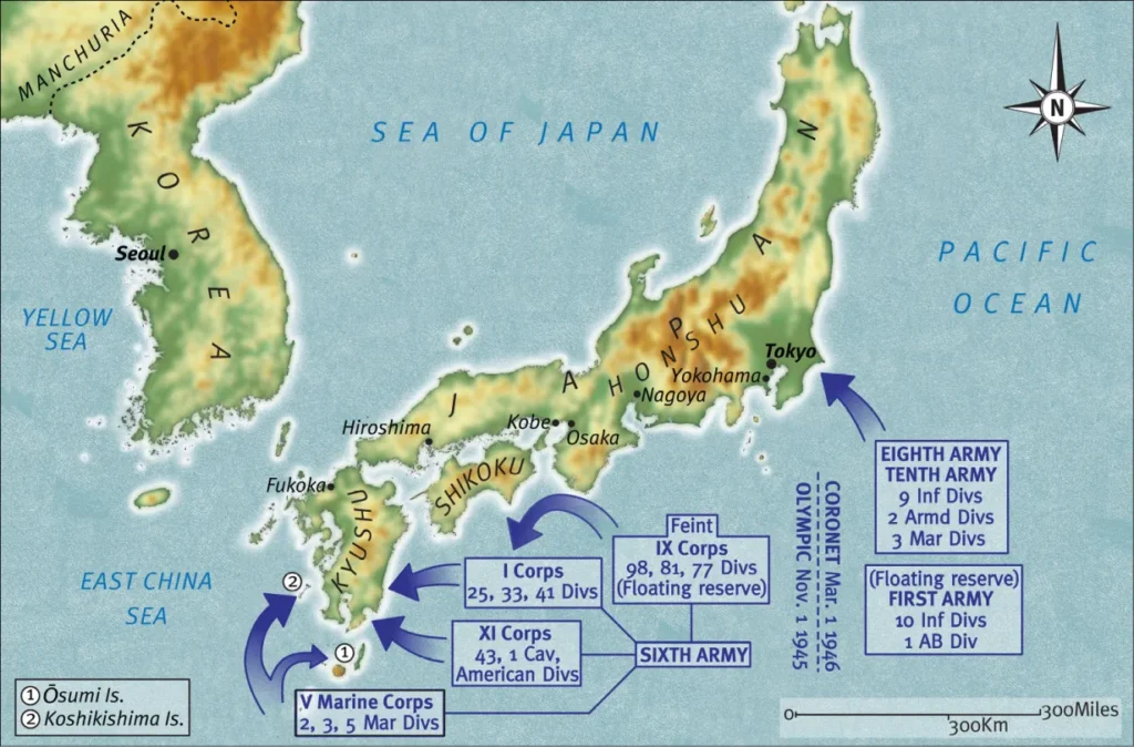 Operation Downfall var det övergripande kodnamnet för de två planerade invasionerna av de japanska huvudöarna: Operation Olympic, invasionen av Kyushu, planerad till den 1 november 1945, och Operation Coronet, de efterföljande landstigningarna i Tokyobukten, planerade till våren 1946.