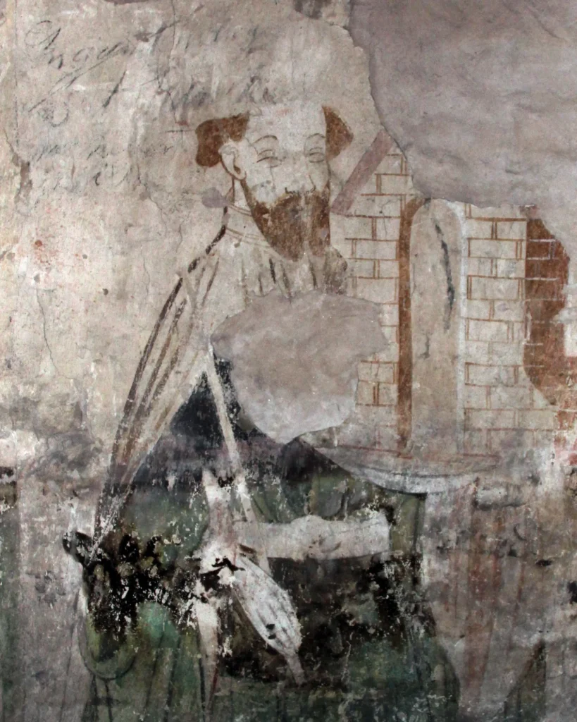 Porträtt av Magnus Ladulås på en vindsvägg i Riddarholmskyrkan i Stockholm (runt 1440).