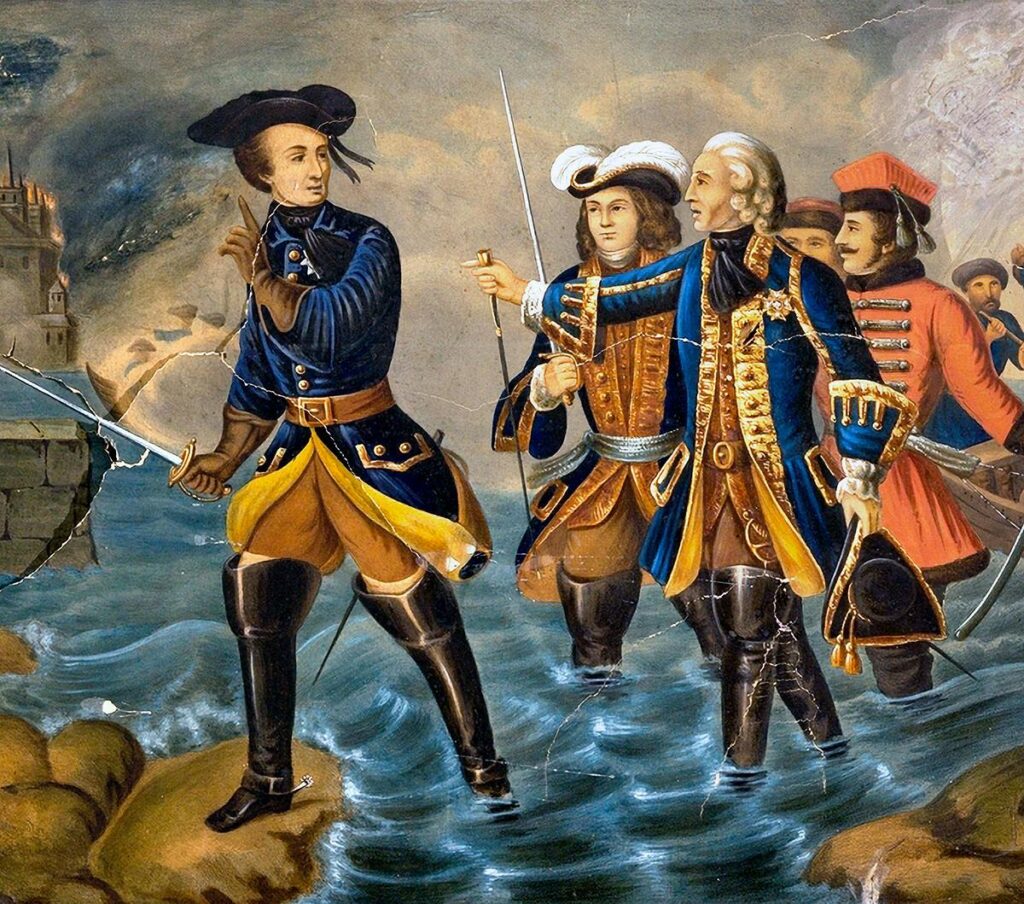 I början av stora nordiska kriget, den 25 juli 1700, landsteg Karl XII med sina trupper vid Humlebæk norr om Köpenhamn. Det var den första offensiven som kungen ledde.